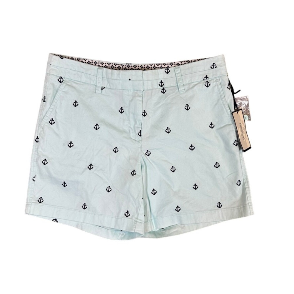 NWT British Khaki Womens Mint Green Anchor Embroidered Nautical Shorts Size 8